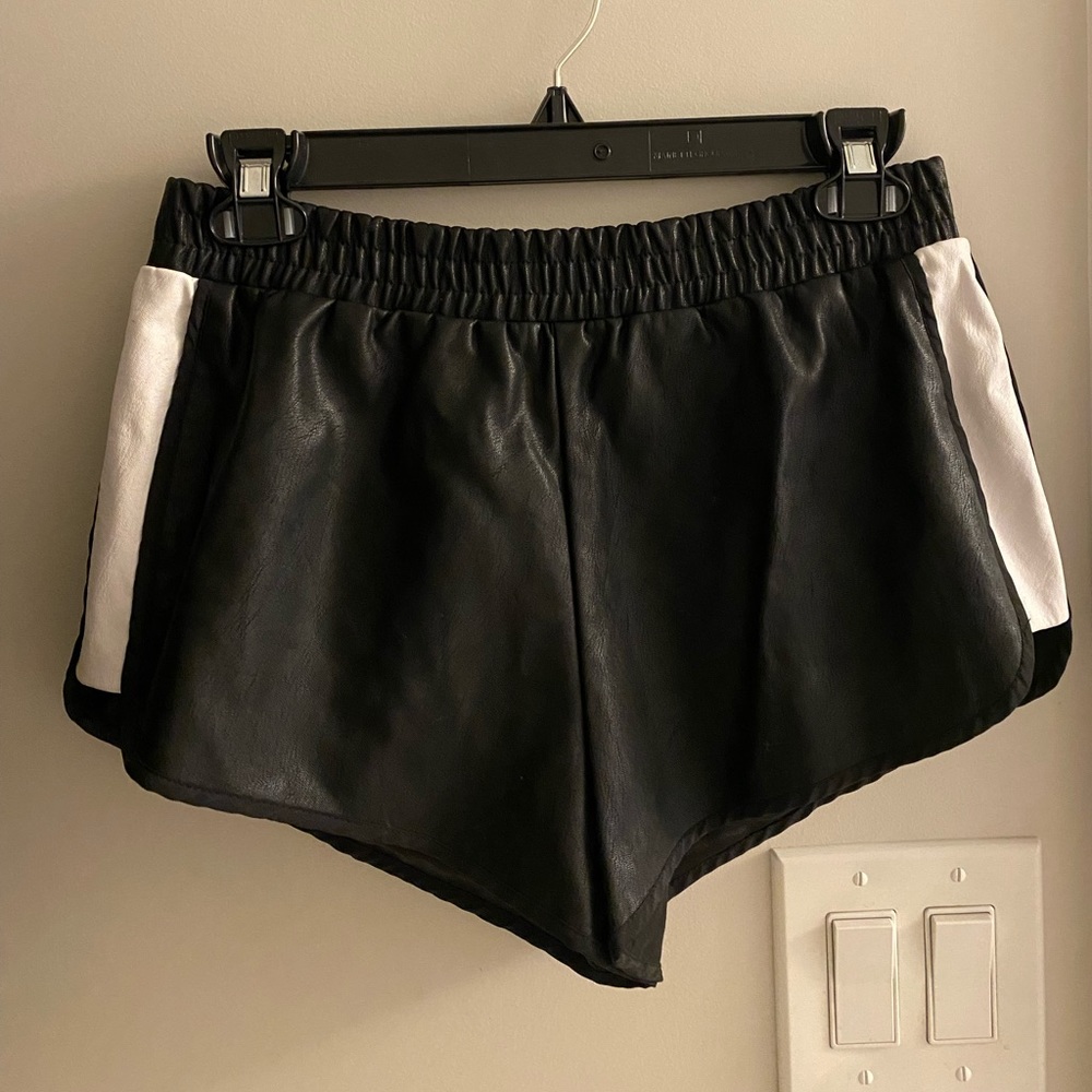 Black leather shorts